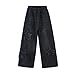 Kid Denim Pants Embroidery Print Straight Pants Solid Stretchy Vintage Pants with Pockets Fashion (Black, 12-13 Years)