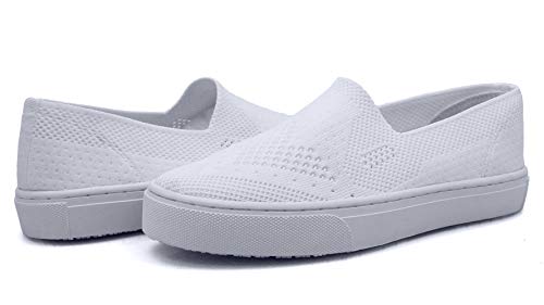 Laforst Fashion Womens Mesh Upper Slip Resistant Server Waitress Slip On Flats White 6