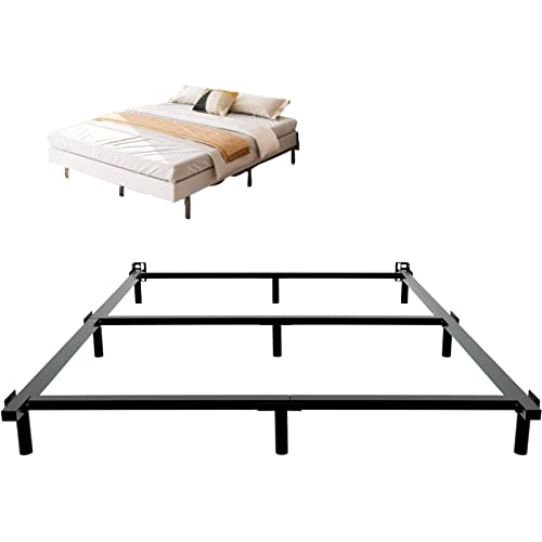Image of 9 Inch Metal Bed Frame Full Size, Compatible with Most Brand Box Spring Or Mattress, 9-Leg Support Bed Base, Headboard Attachable, Noise-Free, Easy Assembly, Black