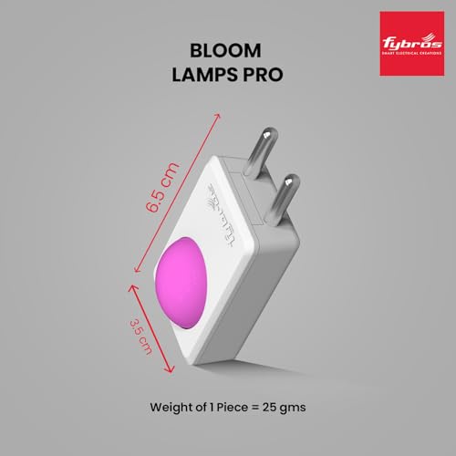 Image of FYBROS Bloom Pro LED Night Lamp | 0.5W | Pink Light | Indirect Lighting | 2-Pin Plug | Energy Efficient | Low Power Consumption | Ideal for Bedroom, Kids Room, Hallway | Pack of 1