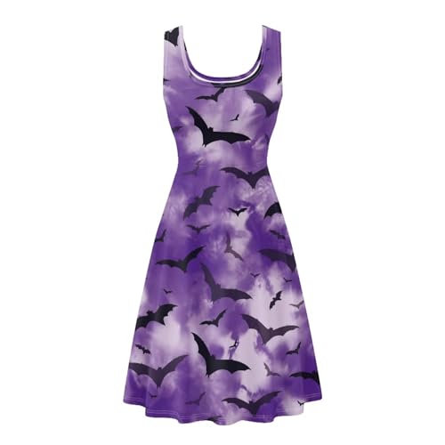 Image of Women's Casual Loose Sundress Midi Sleeveless Crewneck Dress Summer Beach Tank Dress with Pockets