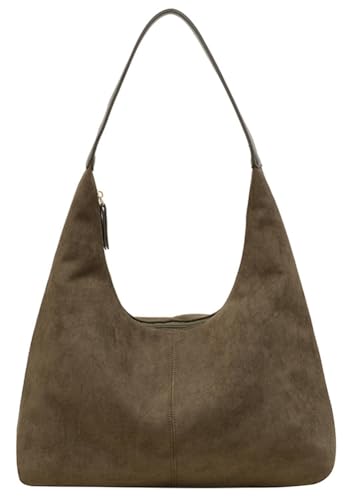 Suede Tote Bag for Women Shoulder Bag Retro Handbags Soft Satchel Stylish Large Two-piece Purse Work Travel