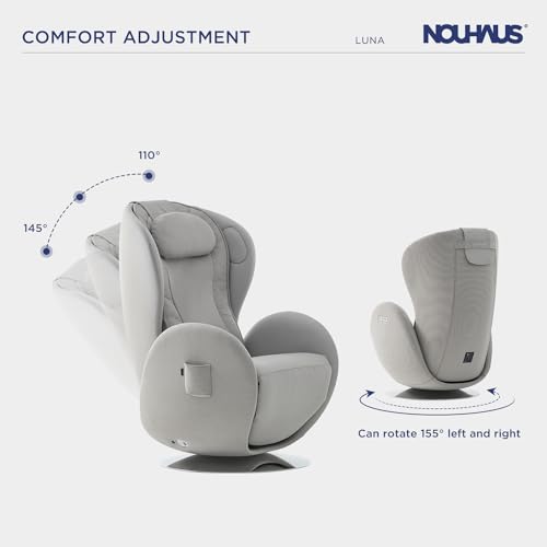 Nouhaus Luna Heated Massage Chair,Full Body Massaging Zero-Gravity Leisure Recliner with Low-Noise 3D Massage and Dual Sound Systems Modern Massage Chairs (Elder White)