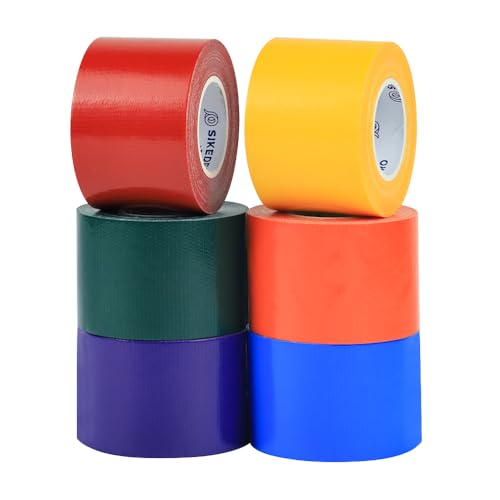 SIKEDEPRO Rainbow Colored Duct Tape 6 Pack 15 Yards x 2 Inch Heavy Duty Rainbow Waterproof Colored Tape Variety Pack Tear by Hand Great for Packaging Arts & Crafts and DIY