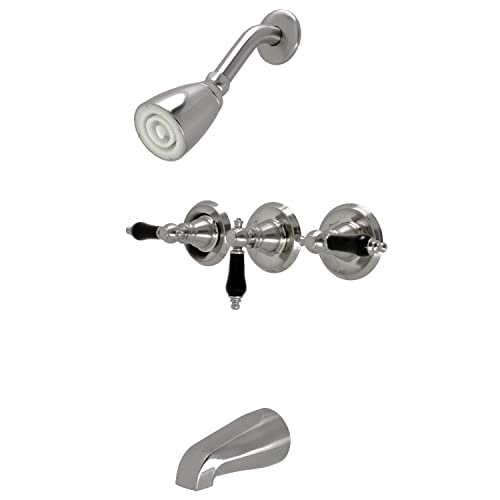 Kingston Brass KB238AKL Duchess - Grifo de bañera y ducha de tres manijas, níquel cepillado