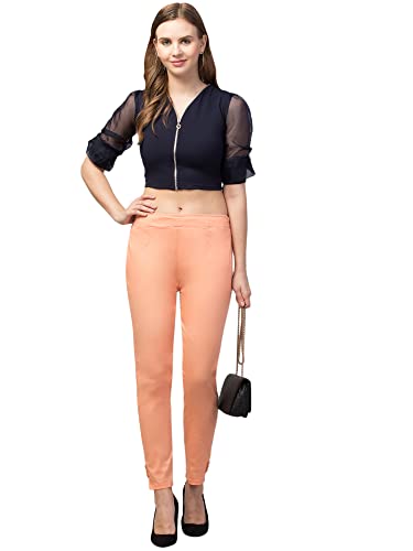 Image of Qute Women's Regular Fit Cotton Blend Casual Trousers (Pack of 1)