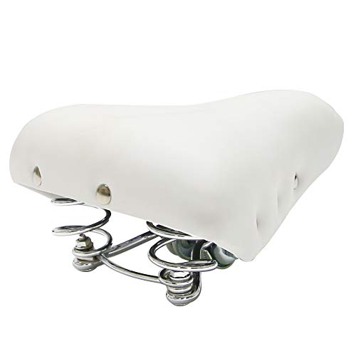 Sprung Vintage Bike Saddle, Unistrengh Comfy Wide Saddle Comfortable Bicycle Seat Foam Padded Cushion For Men Women, White #TOP4