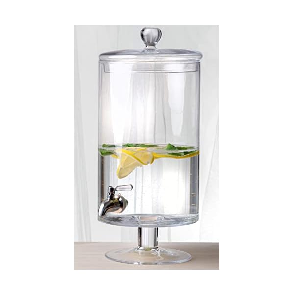 Glass - Beverage Dispenser - Cold Drink Dispencer - Iced Beverage Server -2 Gallon - 7.5 Liter (256 Fl. Oz.) - with Stainless Steel Spigot - Knob - - by Barski - Made in Europe