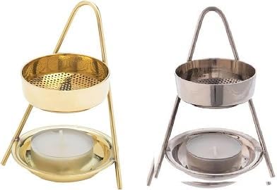 2 Incense Burner with 2 Tealight Candle Incense Holder Brass Incense Censor for Home Fragrance, 4 Inch Height- Pack of 2