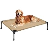 Veehoo Cooling Elevated Dog Bed, Durable Raised Pet Bed with Washable & Breathable Sandwich Mesh, No-Slip Feet, Outdoor Dog Bed, Portable Dog Cots Bed for Indoor & Outdoor, 41' x 27', Brown, CWC2439A