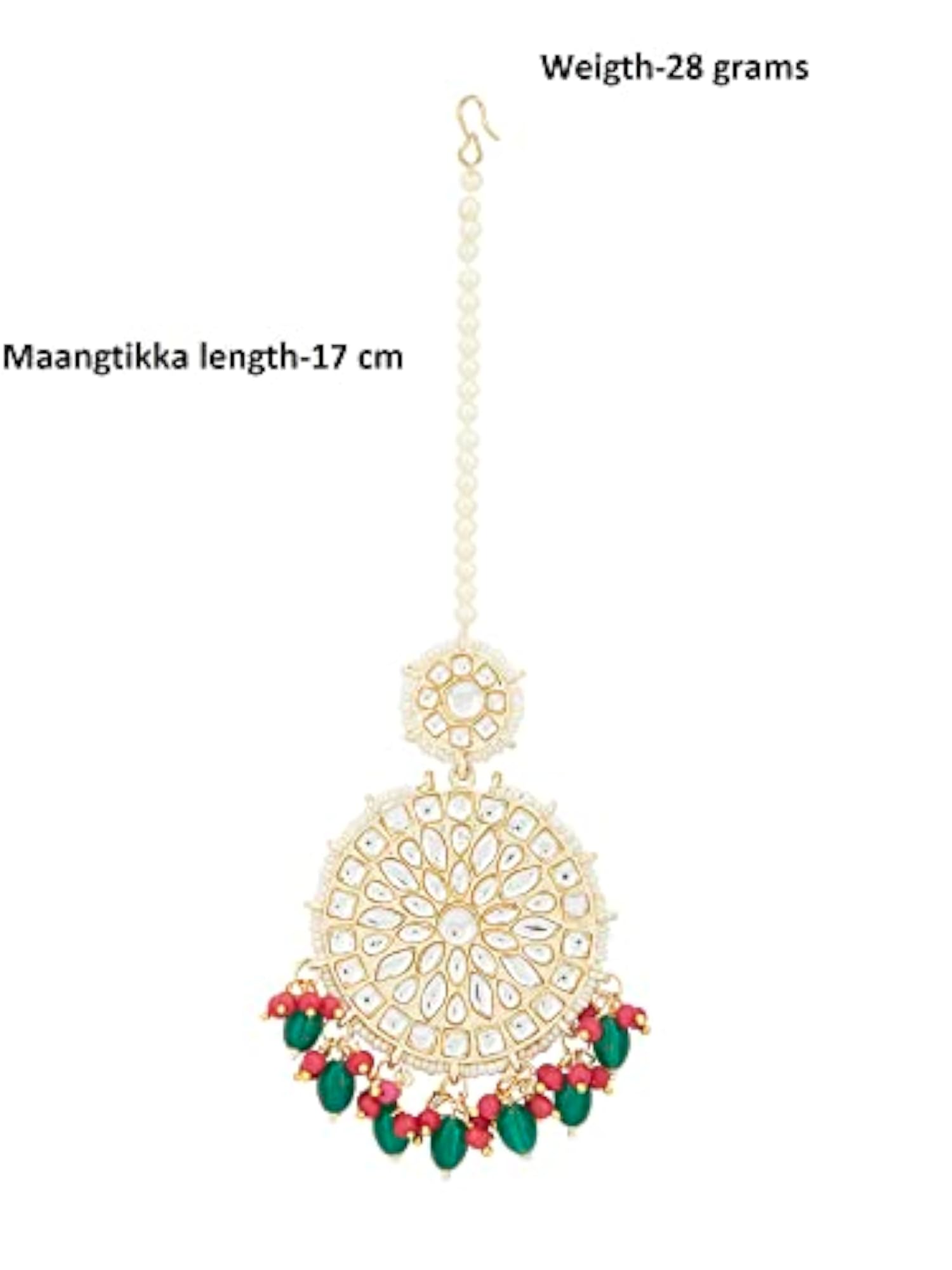 Cluster Beads Drop Bridal Maangtikka for Women