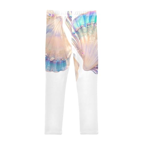 Two Seashells Colorful Ocean White Girls Casual Leggings for Kids Printed Long Pant Bottoms Stretch and Soft2