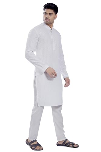 Image of DIVISIVE Men's Sequince Embroidered Cotton Blend Only Slim Fit Kurta