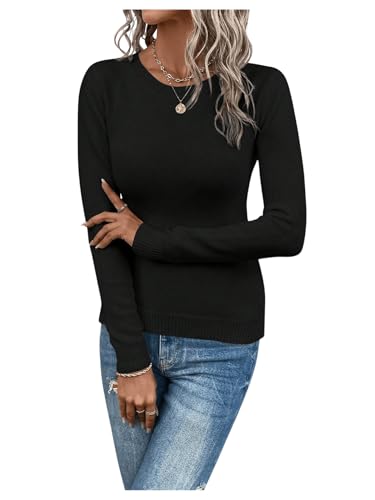 SOLY HUX Women's Sweater Crew Neck Long Sleeve Casual Solid Basic Pullover Tops