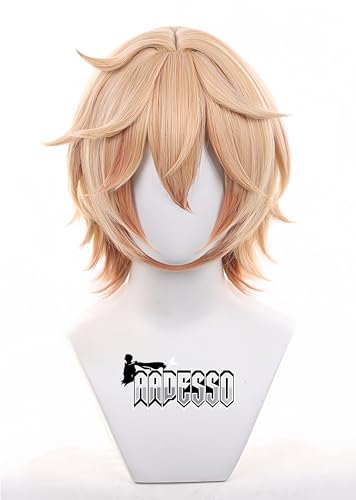 Image of Yellowish pink wig Suitable for genshi costume Synthetic hair with wig cap