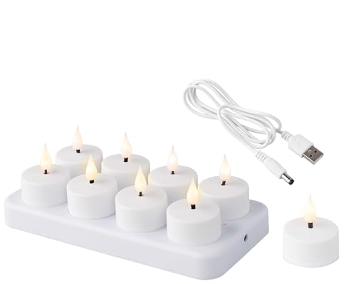 Velas eléctricas sin fuego ni cera derretida con luz LED parpadeante blanca set de 8