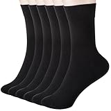 Ndoobiy Womens Socks for Women Crew Ankle Long Cotton Boot Slouch Women's Black Socks Size 7-9 9-11 Womans Black Quarter Soft Calf Warm Work Ladies Seamless Thin Trouser Dress Sock (ND010-hei-M)