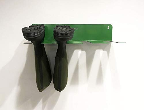 Indoor Outdoors Wellington 2 pairs Boot Storage Rack - Powder Coated Finish Wall Mountable Footwear Cabinet Preventing Build-up of Mud and Grime - Vibrant Green (600 x 250 x 120 mm)