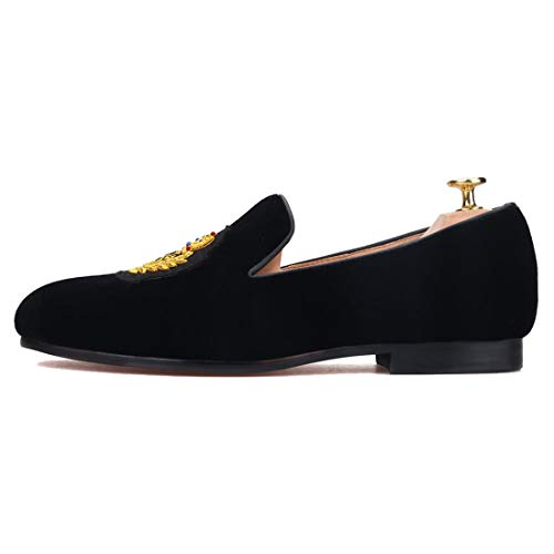 FERUCCI Black Velvet Loafer with Embroidery Slippers Flat Prom Wedding4