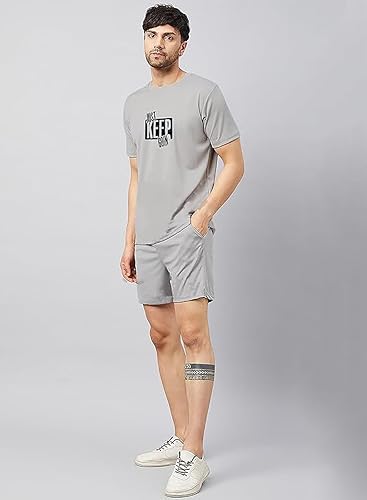 Image of ELLITI Cotton Blend Casual Round Neck Printed T-Shirt and Shorts Set, Men's Pyjama Co-Ord Set, Sleepwear & Loungewear, Summer Night Wear, Night Suit, Night Dress,Beach Weaver Suit For Men.