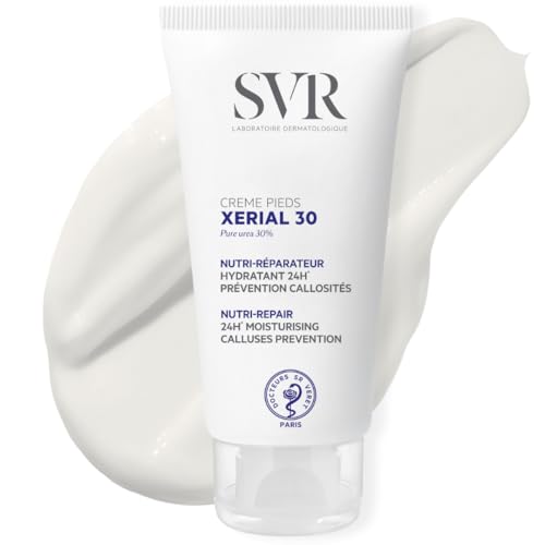 SVR XERIAL 30 Pure Urea Cream for Cracked Heels and Severly Dry Skin Prone to Corns and Calluses. Eliminates Dead Cells + Roughness. 24hr Hydration. Salicylic Acid + Glycerol, 50ml