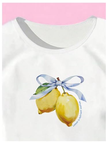 SweatyRocks Girl's Lemon Shirts Graphic Print Short Sleeve Crew Neck Fitted Y2K T Shirts3