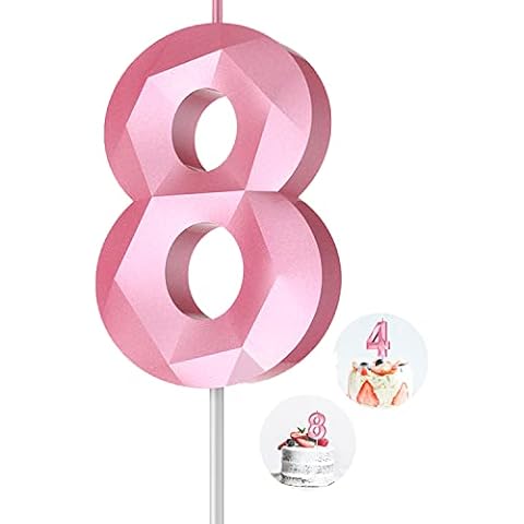 Velas de cumpleaños con números rosas en forma de diamante 3D Cover