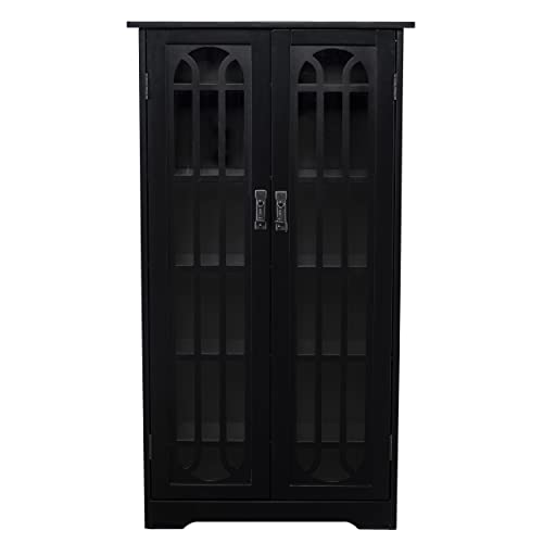SEI Furniture Window Pane Media Cabinet, Black