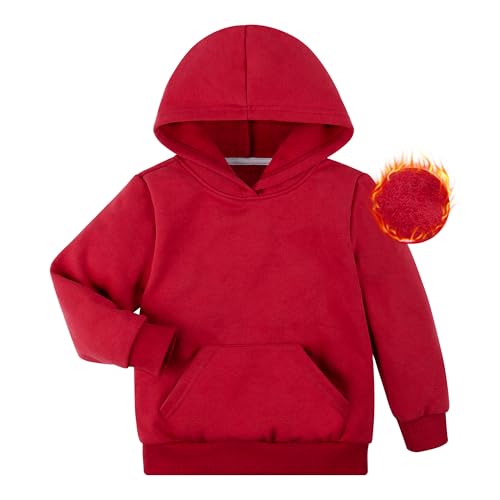 BIG ELEPHANT Jungen Kapuzenpullover mit Fleecefutter – Hoodie Kinder Jungen mit Tasche, Warm & Weich Sweatshirt & Pullover Jungen für Kinder
