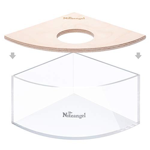 Niteangel Animal Sand-Bath Box: - Acrylic Critter's Sand Bath Shower Room & Digging Sand Container for Hamsters Mice Lemming Gerbils or Other Small Pets (Triangle, Birch-Wood)