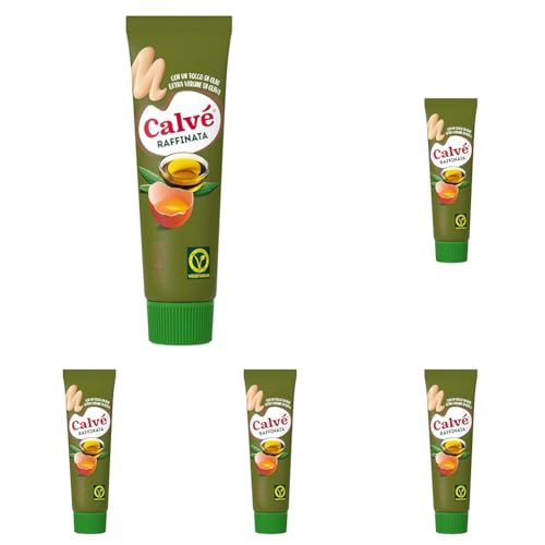 Calvé Maionese Raffinata Extra Vergine, Formato 150 ml, con Aggiunta di Olio Extravergine d'Oliva, Ideale con Carne e Verdure, Senza Glutine, Vegetariano (Confezione da 5)