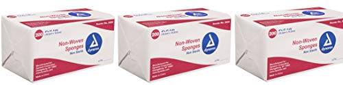 Dynarex Non-Sterile Non Woven Sponge, 4x4 Inch, 200 Count (Pack of 3)