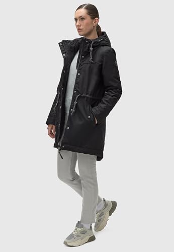 Ragwear Damen langer Mantel warme Winterjacke mit Kapuze YM-Canny Black22 Gr. M