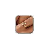 SUYACS 925 Sterling Silver Star and Moon Rings for Women 14K Gold Plated Adjustable Open Moon CZ Statement Ring Crescent Finger Ring Jewelry Birthday Engagement Gifts to Daughter (Gold)