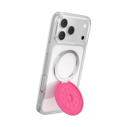 Image of PopSockets Kick-Out Grip for MagSafe, Adjustable Kickstand for Portrait or Landscape, Magnetic Stand, Hot Pink - Fuchsia