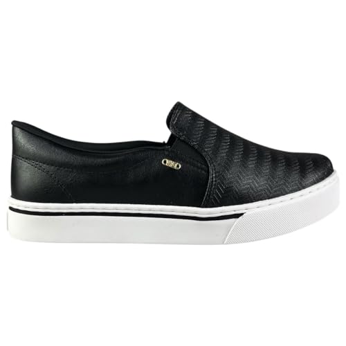 Tênis Feminino Casual Via Marte Slip On Napa Confortável (Preto, BR, Adulto, Numérico, 37)