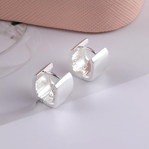 925 Sterling Silver Chunky Hoop Earrings for Women Hypoallergenic Silver Earrings Chunky Huggie Square Hoop Earrings Minimalist Silver Hoops Earrings for Jewelry Gifts3
