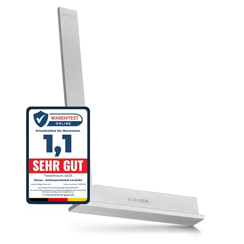 Kirner - Profi Schlosserwinkel mit Anschlag 250mm - Rostfrei & Verzinkt Anschlagwinkel Metall - für präzise Arbeiten im Metallbau und Werkstatt - exakter 90 grad Winkel mit Anschlag, Stahlwinkel