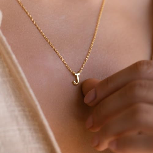 Initial Necklace for Women, 14k Gold Plated Dainty Gold Letter Necklace, Personalized Initial Pendant Necklace Gold Choker Necklace for Women2