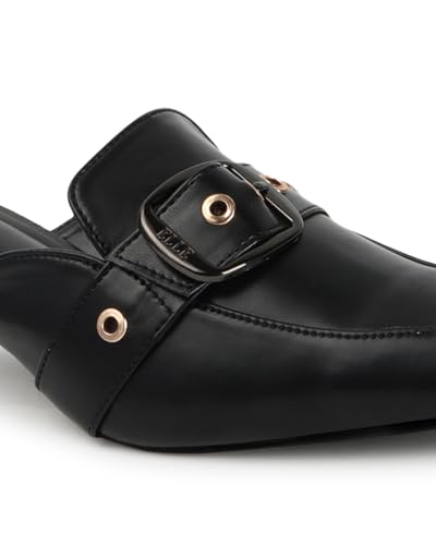 Image of ELLE Women Elegant Buckle Kitten Heel Slip-On Mule