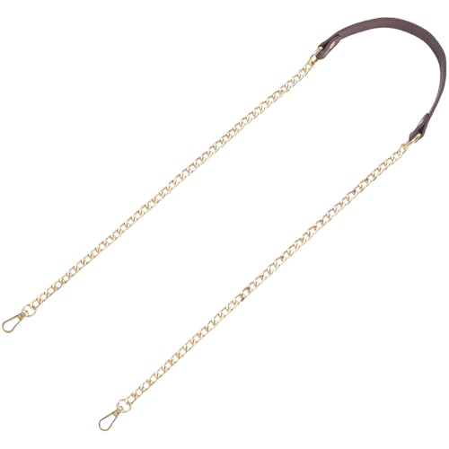 CALFOVERA Correa de Cuero con Cadena Dorada para Bolso de Mano, de 1.18 m, con Cadena Metálica para Hombro, de Piel Sintética, de Repuesto, para Bolso de Mano, Accesorios DIY (Marrón Coco)