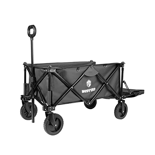 Bollerwagen Faltbar Strand Transportwagen mit, Extrem Klappbarer Handwagen 4 Reifen, Praktischer Gartenwagen Faltbollerwagen Gartenkarre zum Einkaufen bis 100KG (Black) Cover