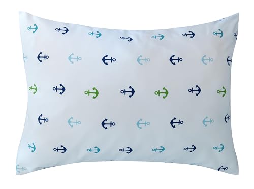 Ella & Max Toddler Pillowcase. Anchor Nautical. Soft & Cuddly. Fits 13x18 Toddler Pillows. Easy to wash & no Ironing. Handmade in USA. Made of Luxury...