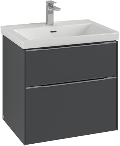 Villeroy & Boch Subway 3.0, Waschbeckenunterschrank, 2 Auszüge, 2, C57600VJ, Farbe: Front/Korpus: Nordic Oak, Griff: Aluminium glänzend