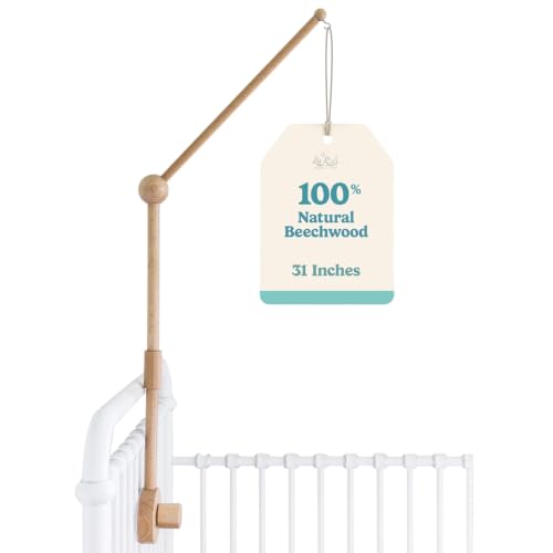 Image of Baby Crib Mobile Arm Wooden Holder - Baby Mobile Hanger for Crib (31 inch, 100% Natural Beechwood) Strong Anti Slip - Nursery Decor & Gift Accessories (Original)