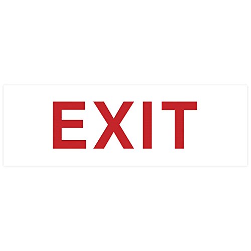 Image of All Quality Basic Exit Wall or Door Sign - Simple & Clear To Ensure Safety | Easy to Install - White /Red - Large (1 Pack)