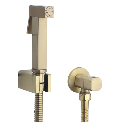 Bidet Mural avec douchette et Robinet en Or brossé, Bidet portatif, Salle de Bain, A