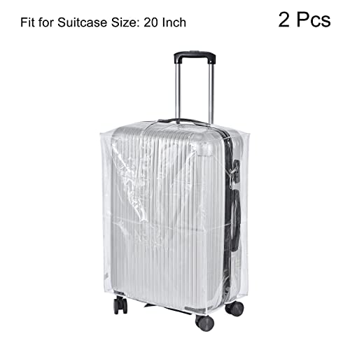 PATIKIL Universal Luggage Protector with Fastener 20 Inch, 2 Pack Portable Clear PVC Antistatic Waterproof Dust Cover for Suitcase, Transparent3