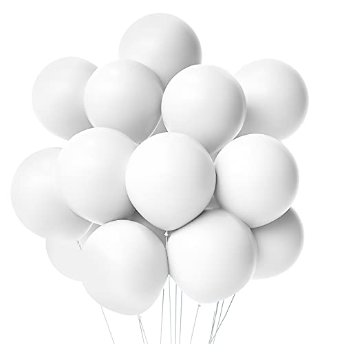 Janinus Pastel White Balloons Party Balloons 50 PCS 12Inches White Color Party Balloons Pastel Latex Balloons Birthday Balloons For Party
