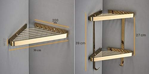 Estante de Ducha Esquinero de Latón para Baño, Estantes Flotantes, Montado en la Pared, Champú, Gel de Ducha, Toallero, Estante de Drenaje, Estantes de Cocina Multifuncional, Estante de/Oro